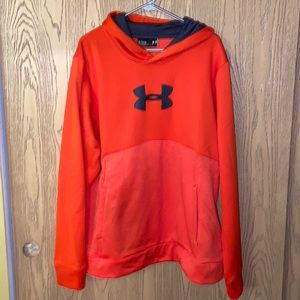 Under Armour Mens Orange Hoodie Size XL VGC